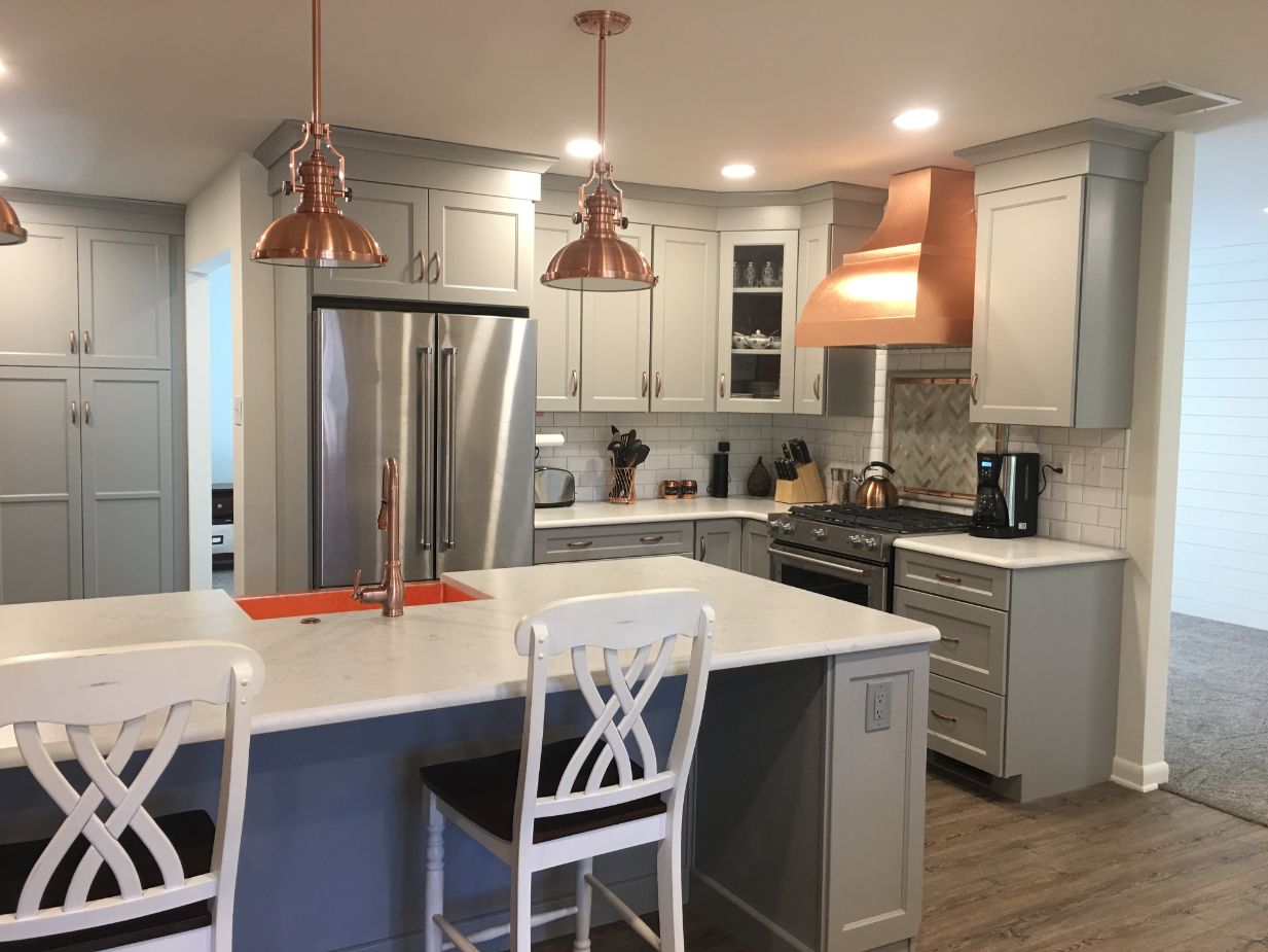 Gray Kitchen with Copper Accents