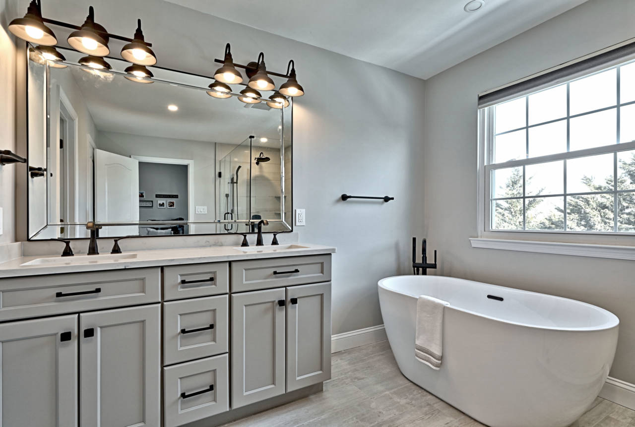 Spacious Master Bath Remodel with Gray Wolf Vanity