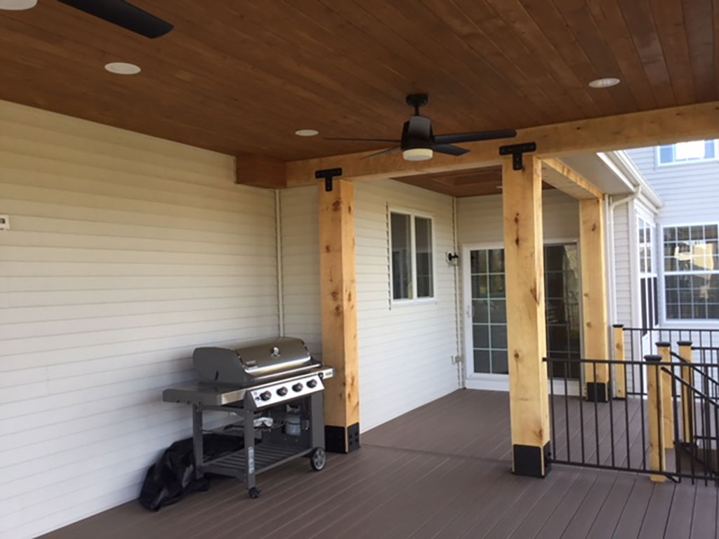 Covered Deck with Black Railing
