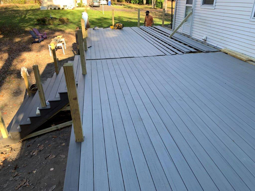 Medford Deck TimberTech Terrain Sea Salt Gray and Legacy Expresso, RDI railings - during